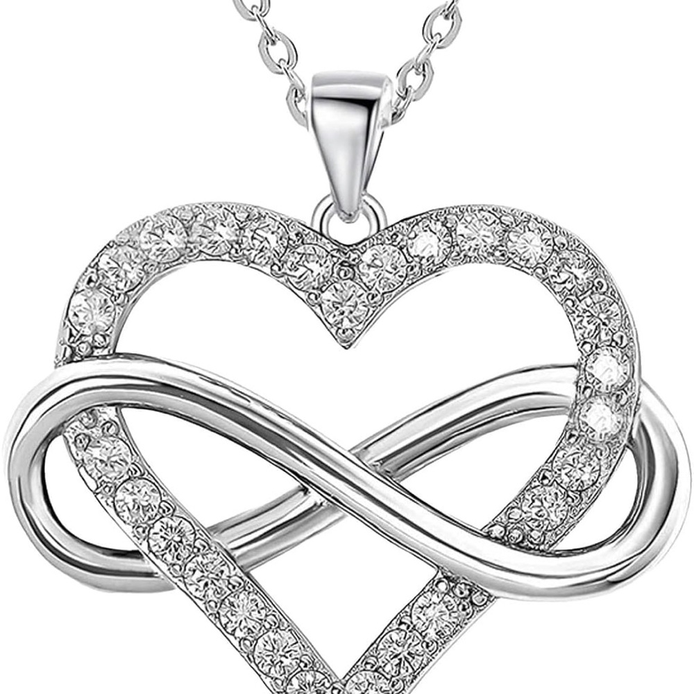 Silver Heart Infinity Pendant Necklace